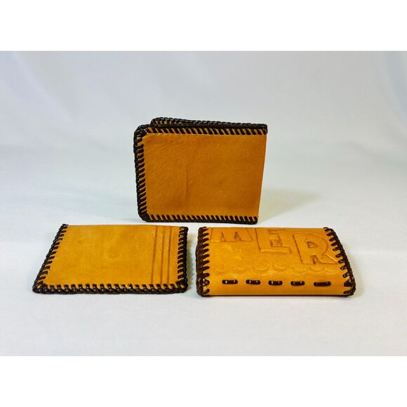 Vintage Hand Tooled 1950s/1960s Floral Leather Clutch Wallet Accessories - Picture 7 of 10